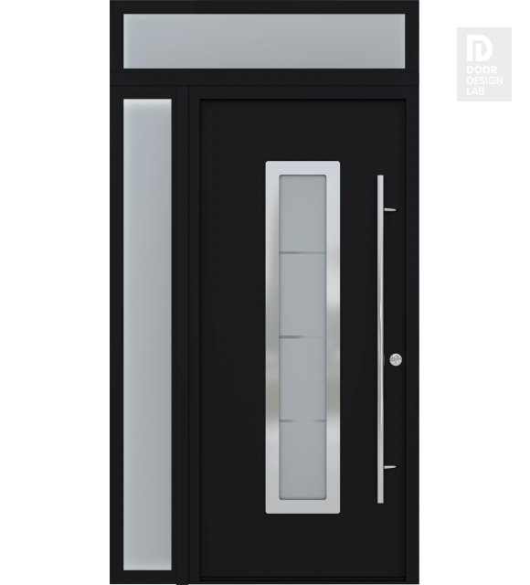 MODERN FRONT STEEL DOOR ARGOS BLACK/WHITE 49 1/4" X 95 11/16" LHI + SIDELITE LEFT/TRANSOM
