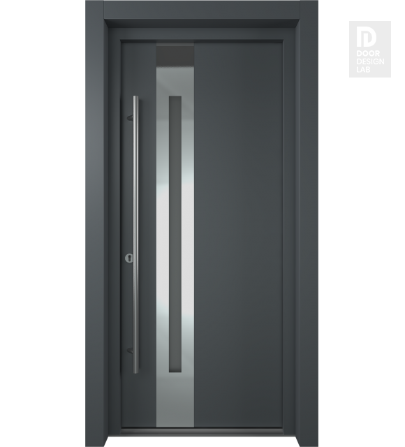 MODERN FRONT STEEL DOOR ZEPHYR ANTRACIT/WHITE 37 7/16" X 81 11/16" RHI + HARDWARE