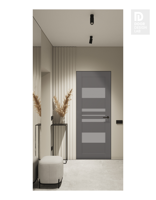 Romi Vetro Gray Matte Modern Interior Frameless Door by Belldinni