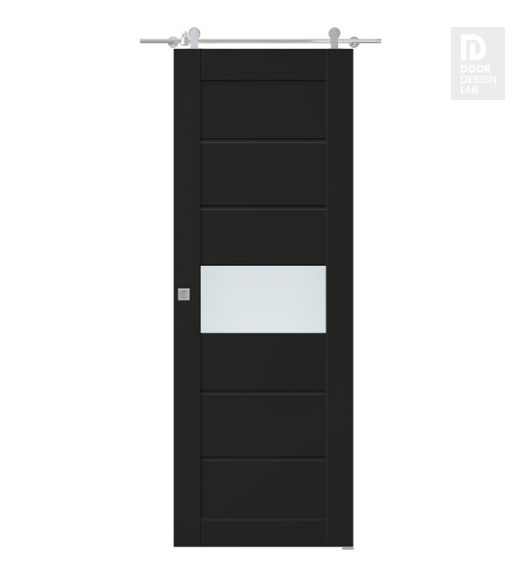 Edna Vetro Black Matte Modern Interior Barn Door by Belldinni