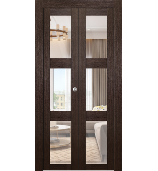 Avon 3 Lite Clear Vetro Veralinga Oak Bi-folding doors