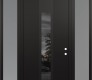 Modern Steel Front Door DIAMOND A1 64" X 96" BLACK/BLACK MIRRORED GLASS PANEL BLACK LHI WITH 2 SIDELITES AND TRANSOM FROSTED GLASS