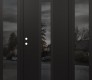 Modern Steel Front Door DIAMOND A1 64" X 80" BLACK/BLACK MIRRORED GLASS PANEL BLACK RHI WITH 2 SIDELITES MIRRORED GLASS
