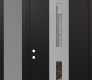 Modern Steel Front Door DIAMOND A6 52" X 96" BLACK/BLACK CLEAR GLASS PANEL STAINLESS STEEL RHI WITH SIDELITE AND TRANSOM FROSTED GLASS