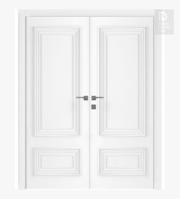 Palazzo 2 Polar White Modern Interior Double Swing Doors by Belldinni