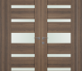 Avon 07-05 Vetro Pecan Nutwood Modern Interior Double Swing Doors by Belldinni