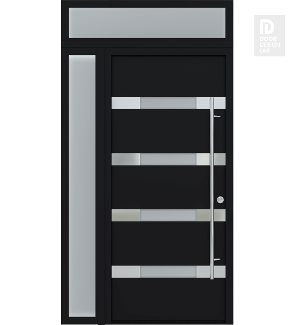 MODERN FRONT STEEL DOOR AURA BLACK/WHITE 49 1/4" X 95 11/16" LHI + SIDELITE LEFT/TRANSOM