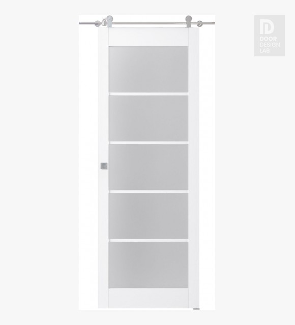 Palladio 5 Lite Vetro Bianco Noble Modern Interior Barn Door by Belldinni
