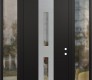Modern Steel Front Door DIAMOND A6 60" X 96" BLACK/BLACK CLEAR GLASS PANEL STAINLESS STEEL LHI WITH 2 SIDELITES AND TRANSOM CLEAR GLASS