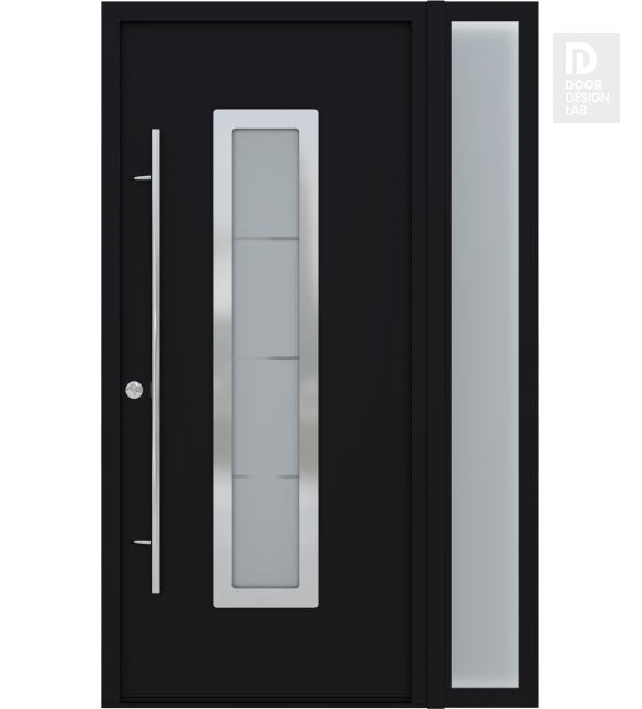 MODERN FRONT STEEL DOOR ARGOS BLACK/WHITE 49 1/4" X 81 11/16" RHI + SIDELITE RIGHT