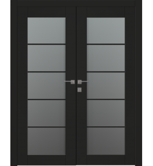 Avon 5 Lite Vetro Black Matte Double doors