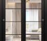 Avon 4 Lite Clear Vetro Black Matte Modern Interior Bypass Doors by Belldinni
