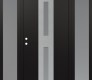 Modern Steel Front Door DIAMOND A6 60" X 80" BLACK/WHITE FROSTED GLASS PANEL STAINLESS STEEL RHI WITH 2 SIDELITES FROSTED GLASS