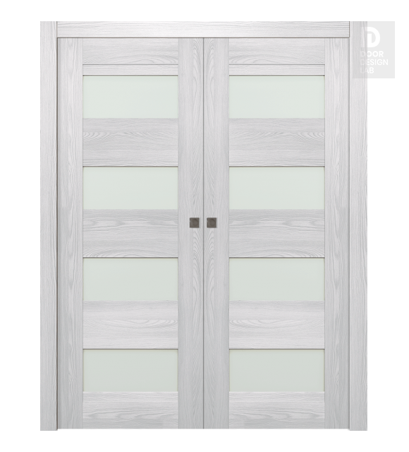 Avon 07-08 Vetro Ribeira Ash Modern Interior Double Pocket Doors by Belldinni