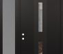 Modern Steel Front Door DIAMOND A6 52" X 96" BLACK/BLACK CLEAR GLASS PANEL BLACK RHI WITH SIDELITE AND TRANSOM FROSTED GLASS