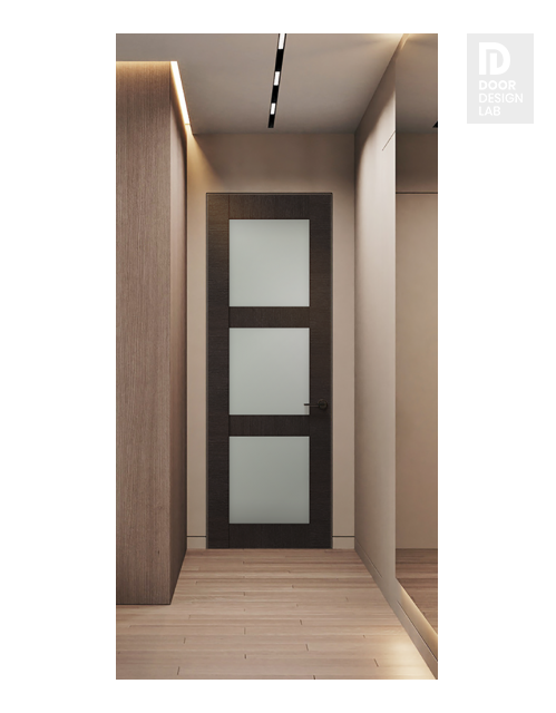 Avanti 3 Lite Vetro Black Apricot Modern Interior Frameless Door by Belldinni