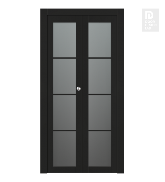 Avon 4 Lite Vetro Black Matte Modern Interior Bifold Doors by Belldinni