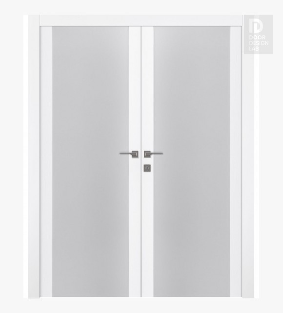 Palladio 202 Vetro Bianco Noble Modern Interior Double Swing Doors by Belldinni
