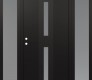 Modern Steel Front Door DIAMOND A6 64" X 80" BLACK/WHITE FROSTED GLASS PANEL BLACK RHI WITH 2 SIDELITES FROSTED GLASS