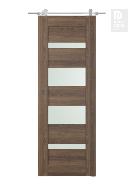 Avon 07-01 Vetro Pecan Nutwood Modern Interior Barn Door by Belldinni