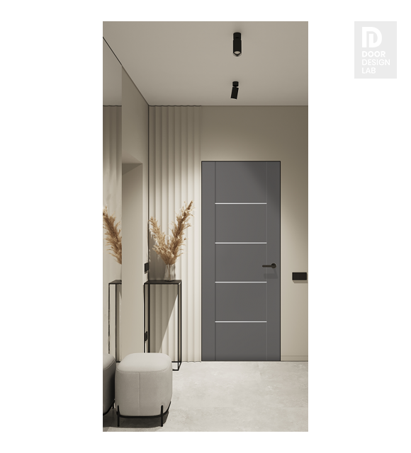 Avon 01 4H Gray Matte Modern Interior Frameless Door by Belldinni