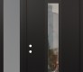 Modern Steel Front Door DIAMOND A1 52" X 96" BLACK/BLACK CLEAR GLASS PANEL BLACK RHI WITH SIDELITE AND TRANSOM FROSTED GLASS