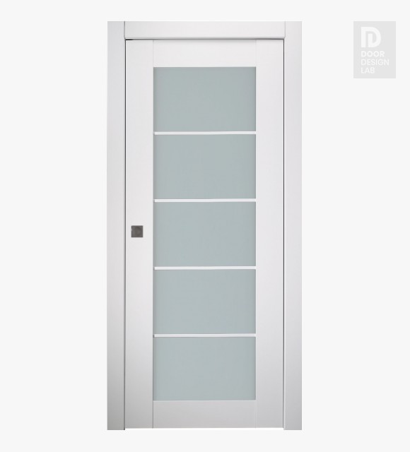Smart Pro 5 Lite Vetro Polar White Modern Interior Pocket Door by Belldinni