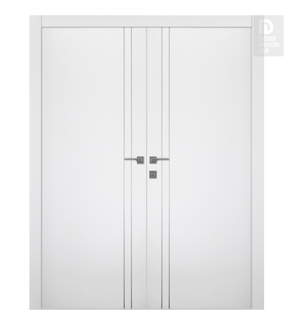 Optima 2V Snow White Modern Interior Double Swing Doors by Belldinni