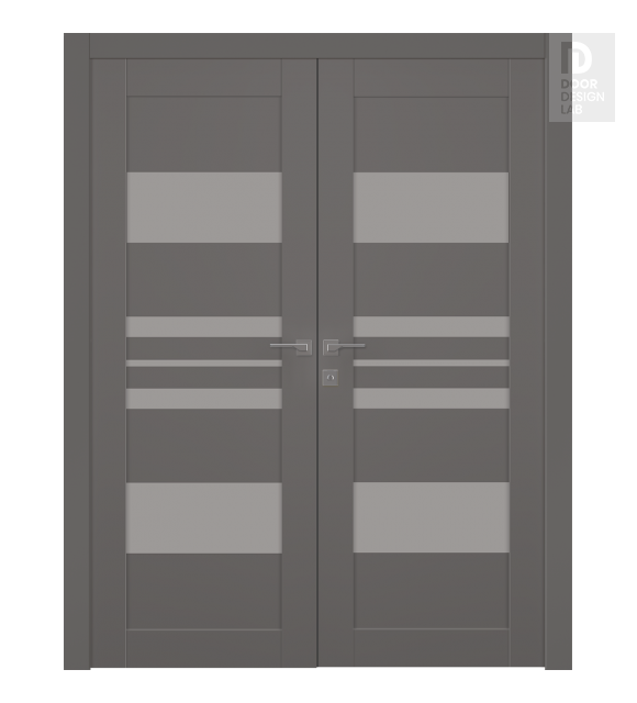 Romi Vetro Gray Matte Modern Interior Double Swing Doors by Belldinni