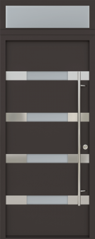 MODERN FRONT STEEL DOOR AURA BROWN/WHITE 37 7/16" X 95 11/16" LHI + TRANSOM