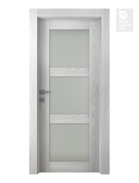 Avon 3 Lite Vetro Ribeira Ash Modern Interior Door by Belldinni