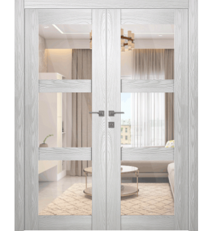 Avon 3 Lite Clear Vetro Ribeira Ash Double doors