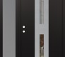 Modern Steel Front Door DIAMOND A6 50" X 80" BLACK/BLACK CLEAR GLASS PANEL STAINLESS STEEL RHI WITH SIDELITE FROSTED GLASS