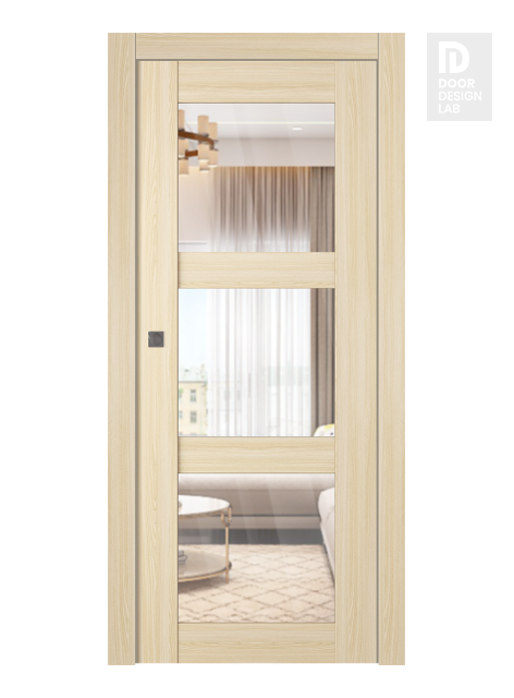 Avon 3 Lite Clear Vetro Loire Ash Modern Interior Pocket Door by Belldinni