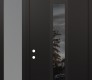 Modern Steel Front Door DIAMOND A1 50" X 96" BLACK/BLACK MIRRORED GLASS PANEL BLACK RHI WITH SIDELITE AND TRANSOM FROSTED GLASS
