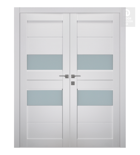 Dessa Vetro Bianco Noble Modern Interior Double Swing Doors by Belldinni