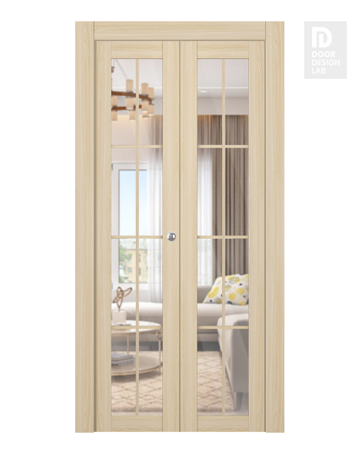 Avon 8 Lite Clear Vetro Loire Ash Modern Interior Bifold Doors by Belldinni