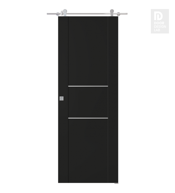 Avon 01 2H Black Matte Modern Interior Barn Door by Belldinni