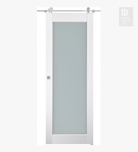 Smart Pro 207 Vetro Polar White Modern Interior Barn Door by Belldinni