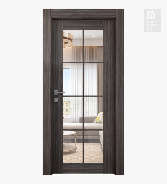 Palladio 8 Lite Clear Vetro Gray Oak Modern Interior Door by Belldinni