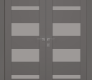 Mirella Vetro Gray Matte Modern Interior Double Swing Doors by Belldinni
