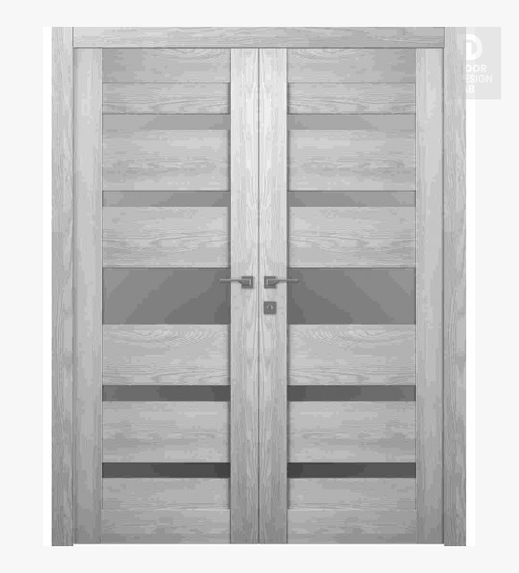 Avon 07-05 Vetro Ribeira Ash Modern Interior Double Swing Doors by Belldinni