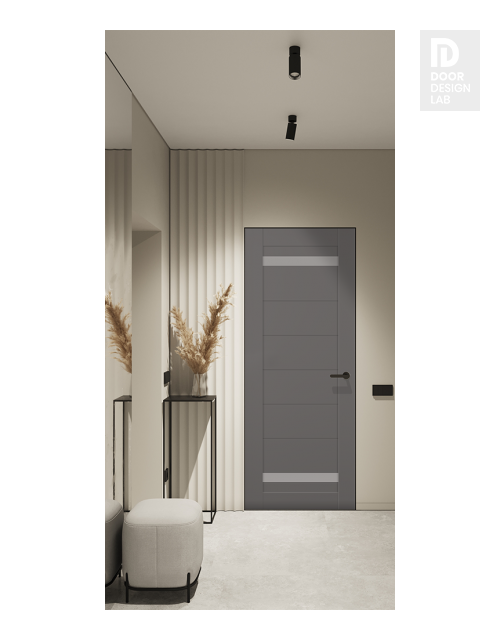 Perla Vetro Gray Matte Modern Interior Frameless Door by Belldinni