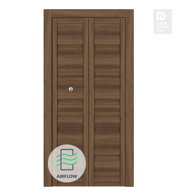 Louver Pecan Nutwood Modern Interior Bifold Doors by Belldinni