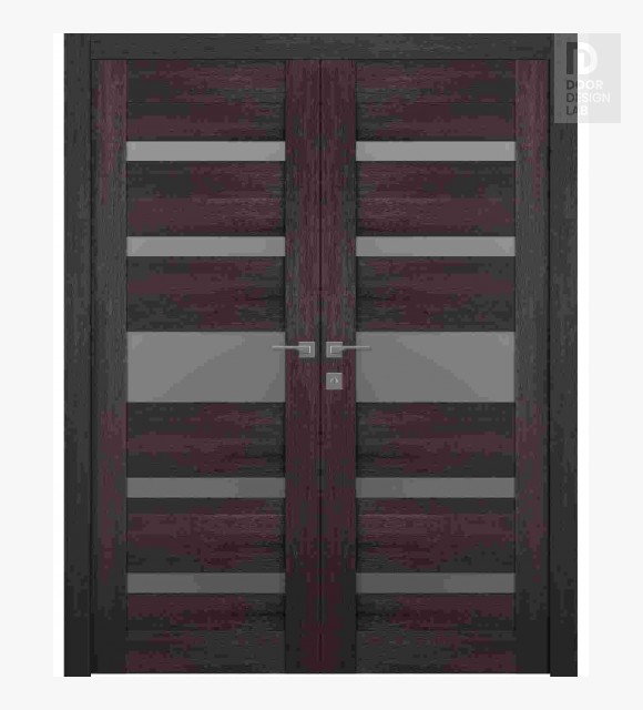 Avon 07-05 Vetro Veralinga Oak Modern Interior Double Swing Doors by Belldinni