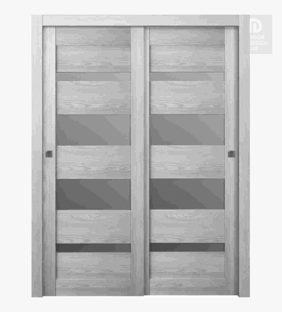 Avon 07-01 Vetro Ribeira Ash Modern Interior Bypass Doors by Belldinni