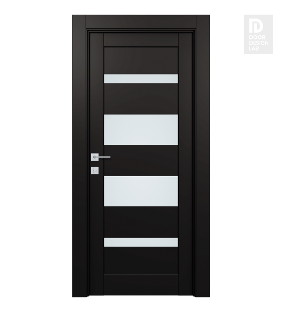 Mirella Vetro Black Matte Modern Interior Double Pocket Doors by Belldinni