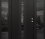 Modern Steel Front Door DIAMOND A4 64" X 80" BLACK/BLACK MIRRORED GLASS PANEL BLACK LHI WITH 2 SIDELITES MIRRORED GLASS