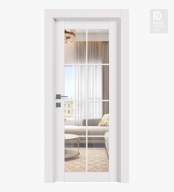 Smart Pro 8 Lite Clear Vetro Polar White Modern Interior Door by Belldinni