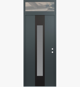 DIAMOND A1 36" X 96" ANTHRACITE/ANTHRACITE FROSTED GLASS PANEL BLACK LHI WITH TRANSOM CLEAR GLASS